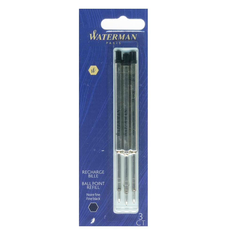 

Набор шариковых ручек Waterman, тонкие официальные стержни 2167476, 3, пишущий узел, черный, на масляной основе, в упаковке, импорт, чёрный