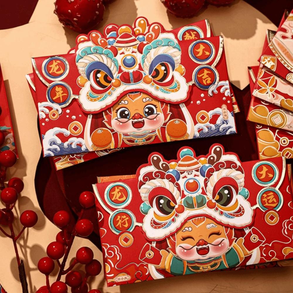 Luck Money Bag Money Pocket Dragon Pattern Money Bags Chinese Red Envelope  Party Gifts