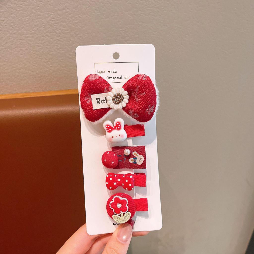 Red Plush Animal Hair Clip Set for Girls – Cute and Girly Accessories