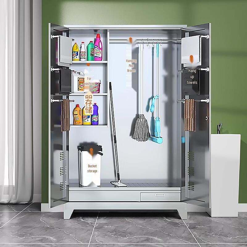 Stainless Steel Double-Door Cleaning Cabinet