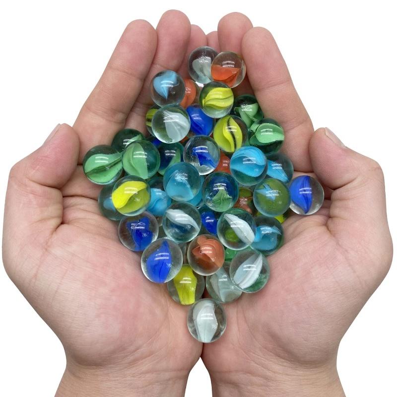 50PCS 14mm Colorful Glass Marbles for Kids Marble Run Game Solitaire Toy Accessories Vase Filler & Fish Tank Decor Home Gift
