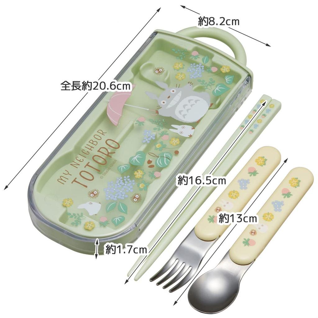 Skater Antibacterial Slide Trio Set Perfect for Lunch and and Sanpomichi Made In Japan Children's (TACC2AG-A) - Boxes, Chopsticks, Spoon, Fork,