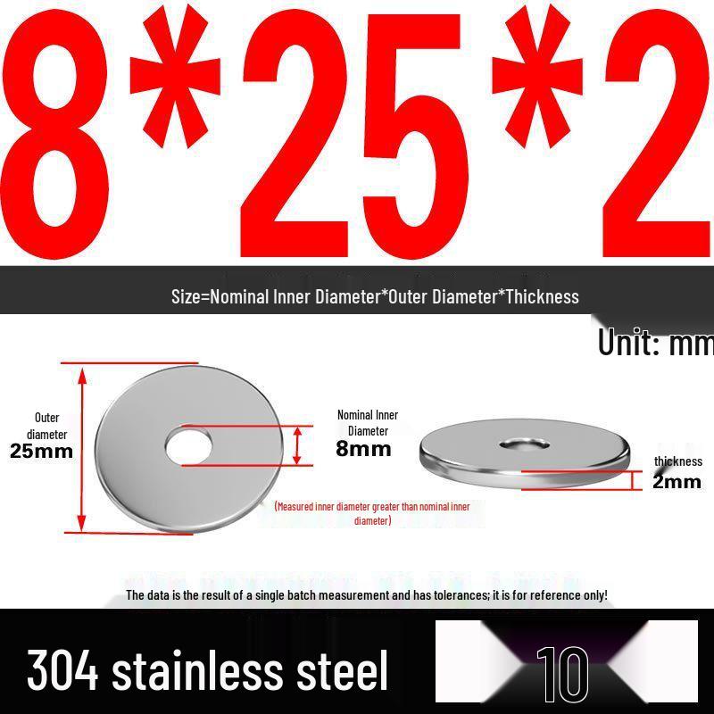 Thickened 304 Stainless Steel Flat Washer Spacer (M2-M36)
