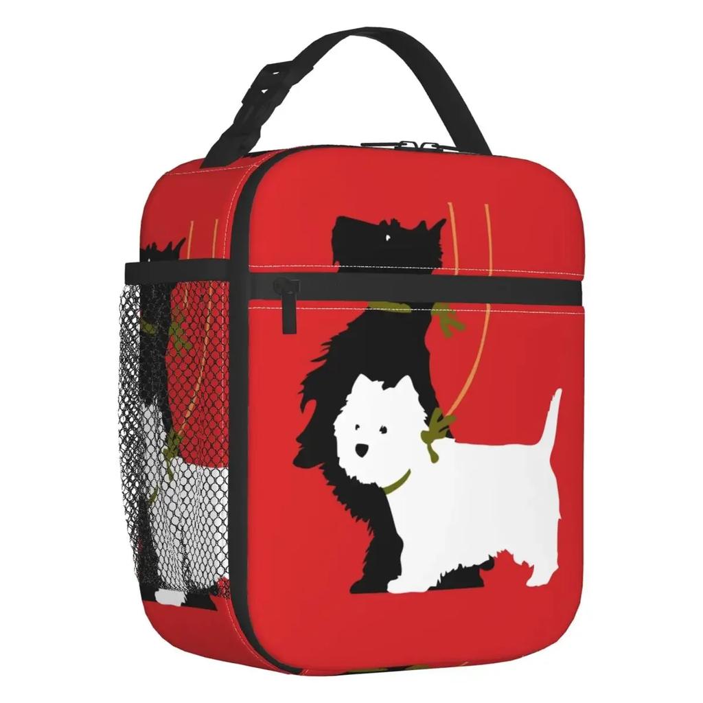 Vintage Scottish Terrier Dog Insulated Lunch Bag for Work School Scottie Pet Lover Leakproof Cooler Thermal Lunch Box Women Kids