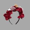 Skull Headband Halloween Tiaras And Crowns Halo Flower Headband Day of The Dead Headband Rose Flower Crown Hairband