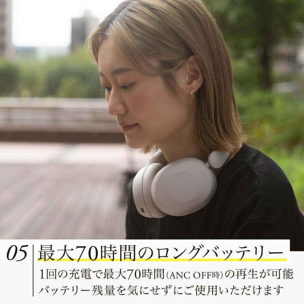 final UX1000 Bluetooth Wireless Headphones with Hybrid Noise Up to 70 Hours of and Connection Cancellation, Playback, Multi-Point (GREIGE)