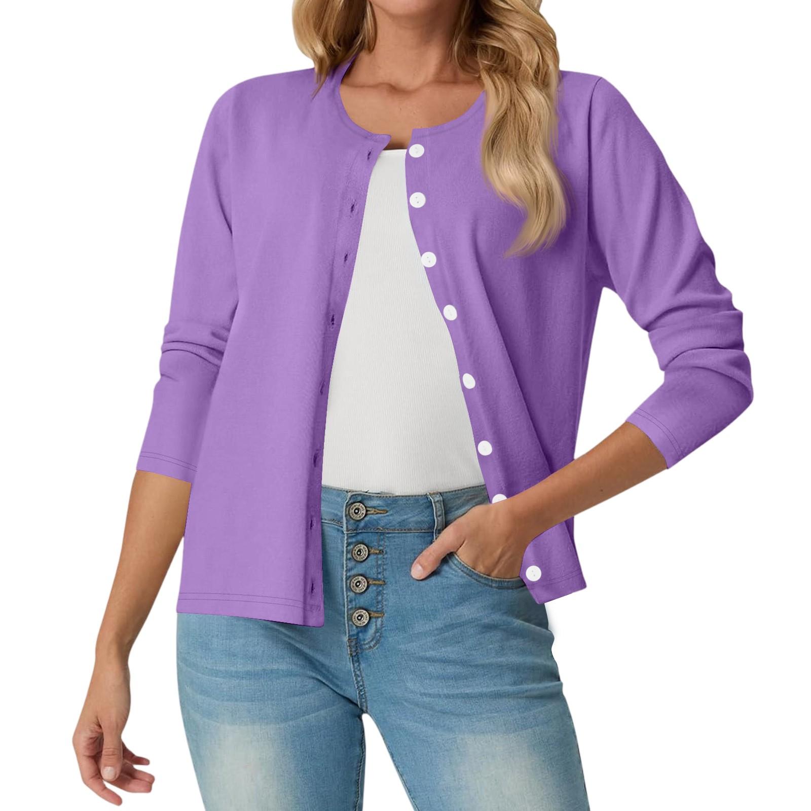 Niubiplus Damesmode Casual Comfortabel Effen Kleur Vest Jas L paars