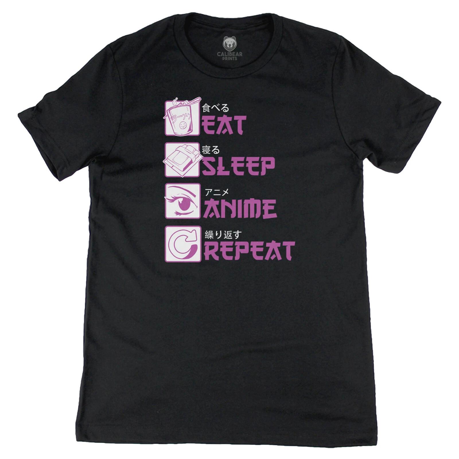 Eat Sleep Anime Repeat Graphic Art Novelty Tee Funny T shirt S