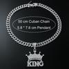 Biżuteria Łańcuch Kubański KING Litera Korona, Męski Streetowy Cool Diamentowy Wisiorek Europejski i Amerykański Naszyjnik Hip Hopowy