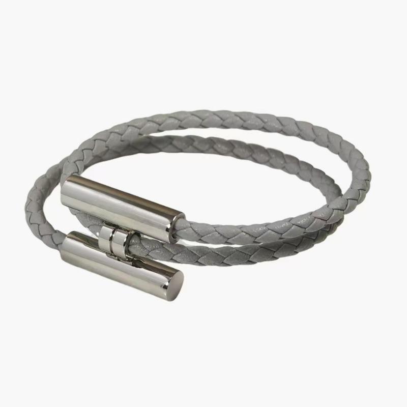 Stainless Steel Bracelet, Leather Woven Bracelet, Various Colors, Geometric Style, Light Luxury Style