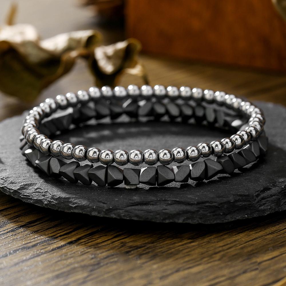 Bracelet Zircon Micro-incrusté Dés Ensemble de Bracelets, Bracelet Élastique Pierre de Fiel Noire Très Vendu, Puissance Petit Ami.