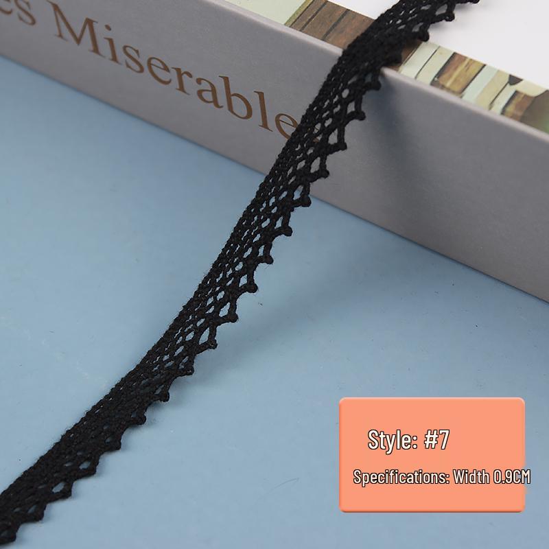 Black Pure Cotton Lace Trim for Clothing and Curtains