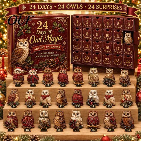 Countdown to Christmas Calendar Village Advent Calendar, 24-Day Set with Collectible House Holiday Ornament, 2D Acrylic Tabletop Decor, Gift for Kids