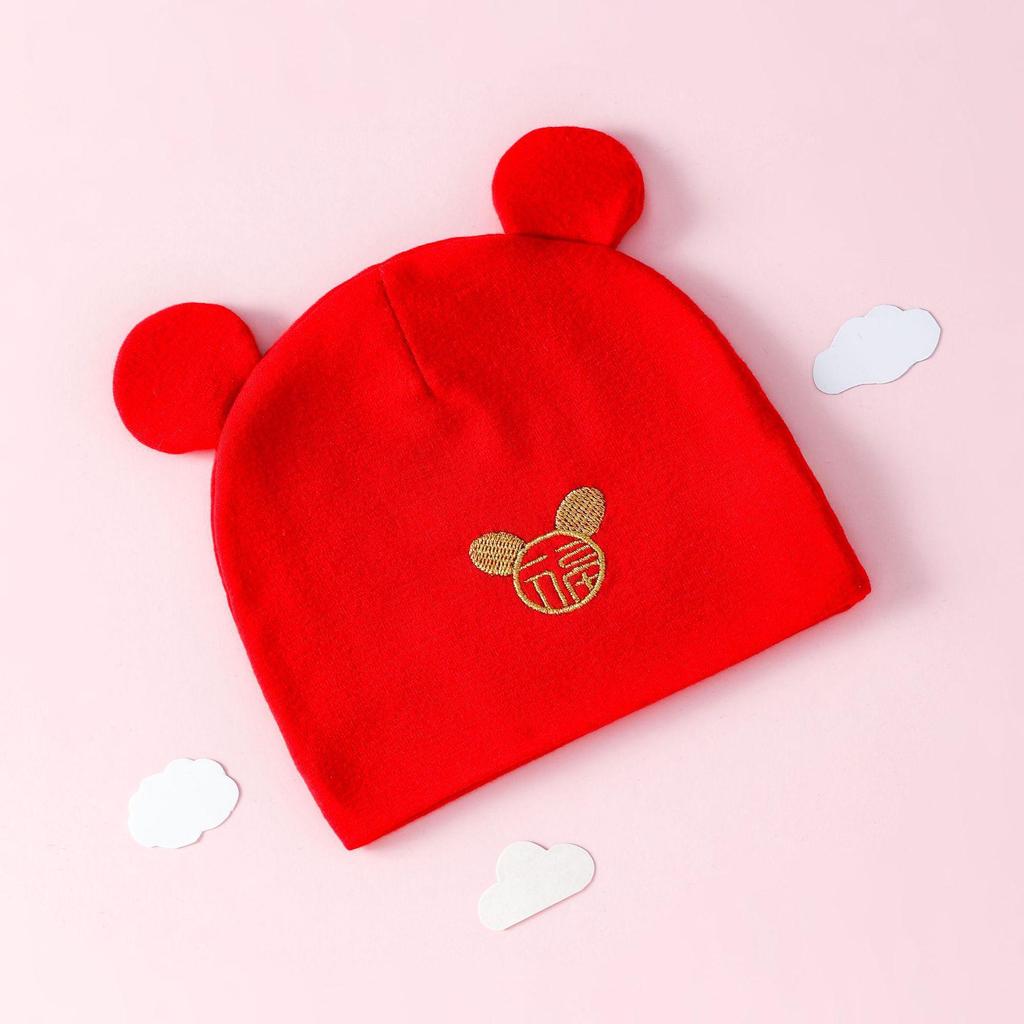 Newborn Red Spring & Autumn Pullover Hat - Festive Thin Style