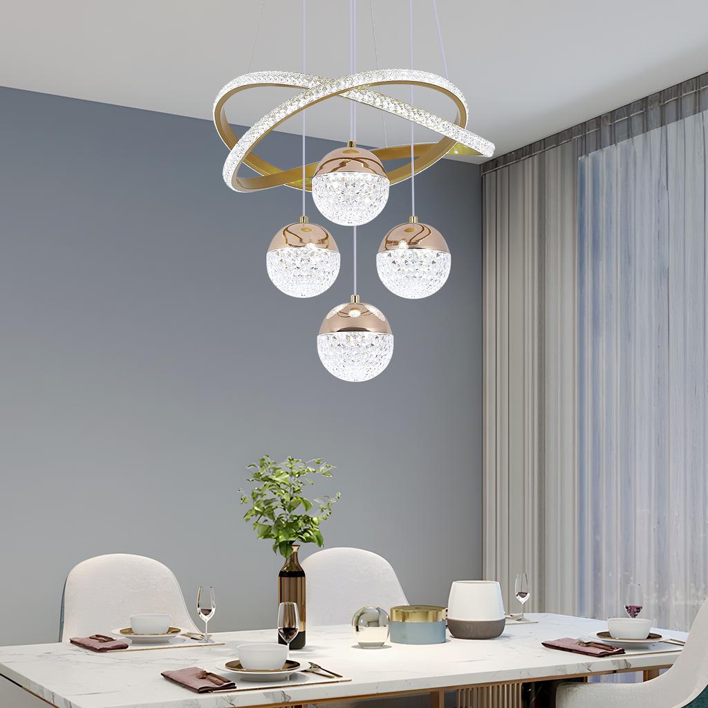Modern Led Chandelier Lighting Three LED Colors Nordic Restaurant Lighting Living Room Chandelier Hanging Lamp Lighting Fixture