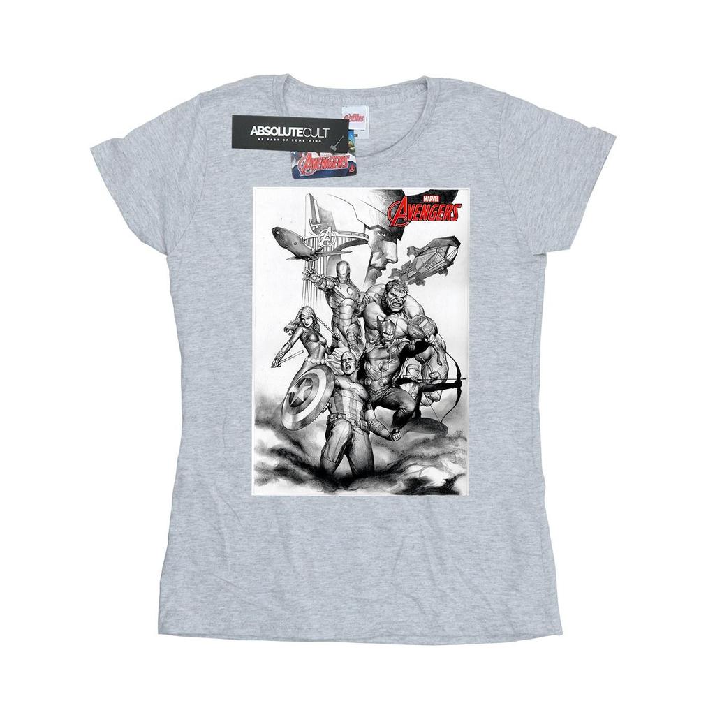 Marvel Womens/Ladies Avengers Assemble Team Sketch Cotton T-Shirt