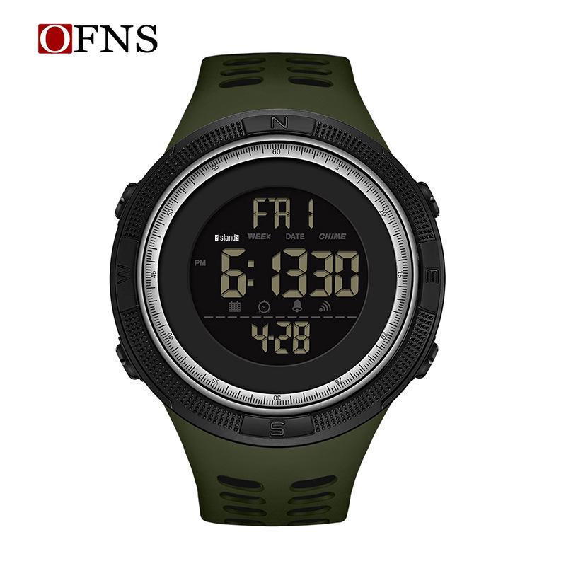 Sanda Men s Multifunctional Sports Watch - Large Screen, Waterproof, Green Light Display