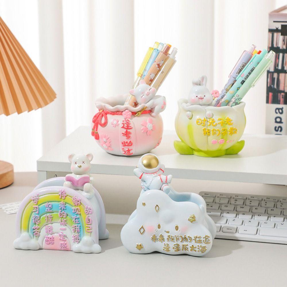 

Large Capacity Desktop Storage Box Resin Pencil Box Multifunctional Animal Pen Holder Key