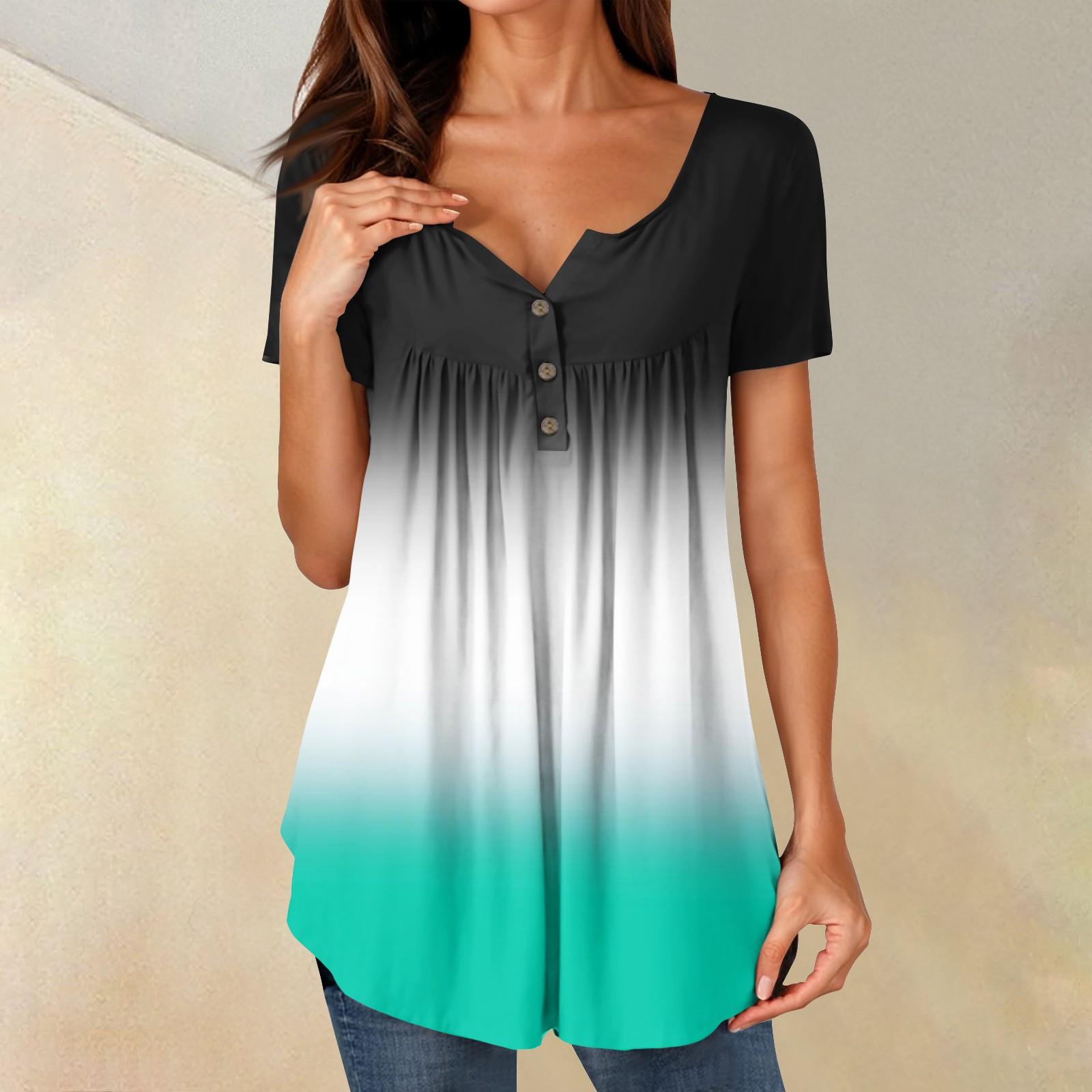 

Женские туники, топы, нарядные, повседневные, летние, рубашки с коротким рукавом, свободный крой, плиссированный топ в стиле бохо S