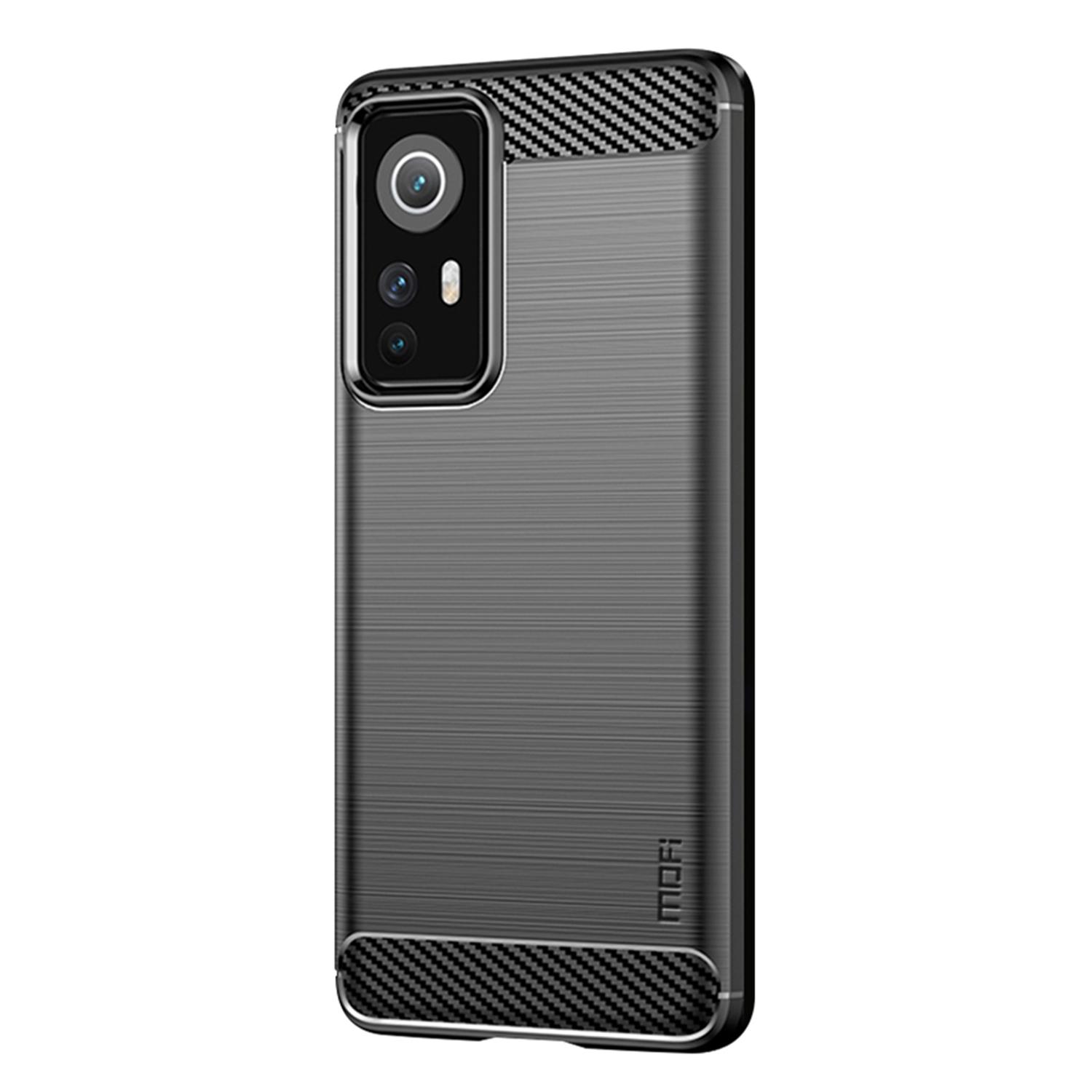 

MOFI for Xiaomi 12 5G/12X 5G/12S 5G Phone Shell Carbon Fiber Texture Soft TPU Anti-scratch Brushed Surface Mobile Phone Case Black