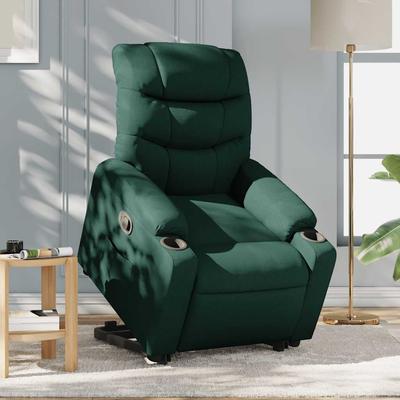 Vidaxl Lift-Up Recliner, Dark Green, Fabric Upholstered