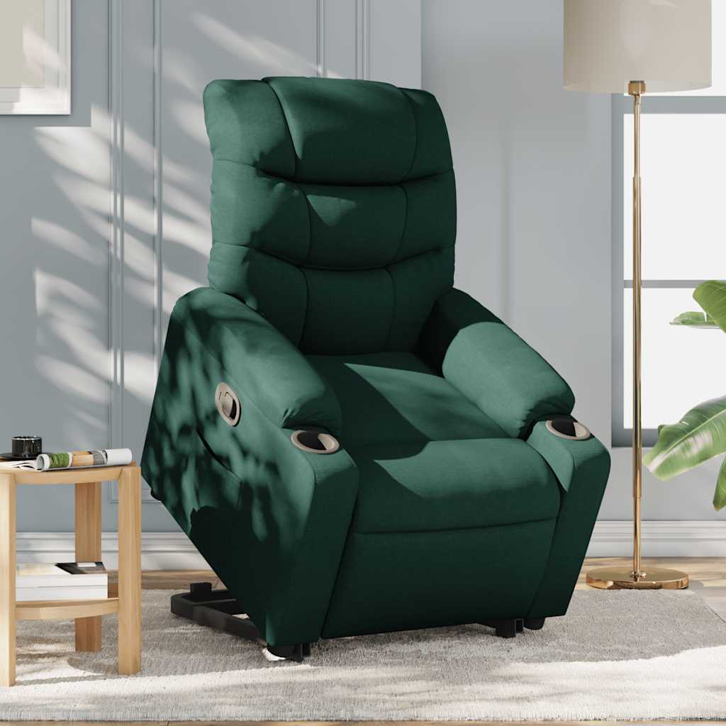 Recliner Chair with Rising Aid Dark Green Fabric