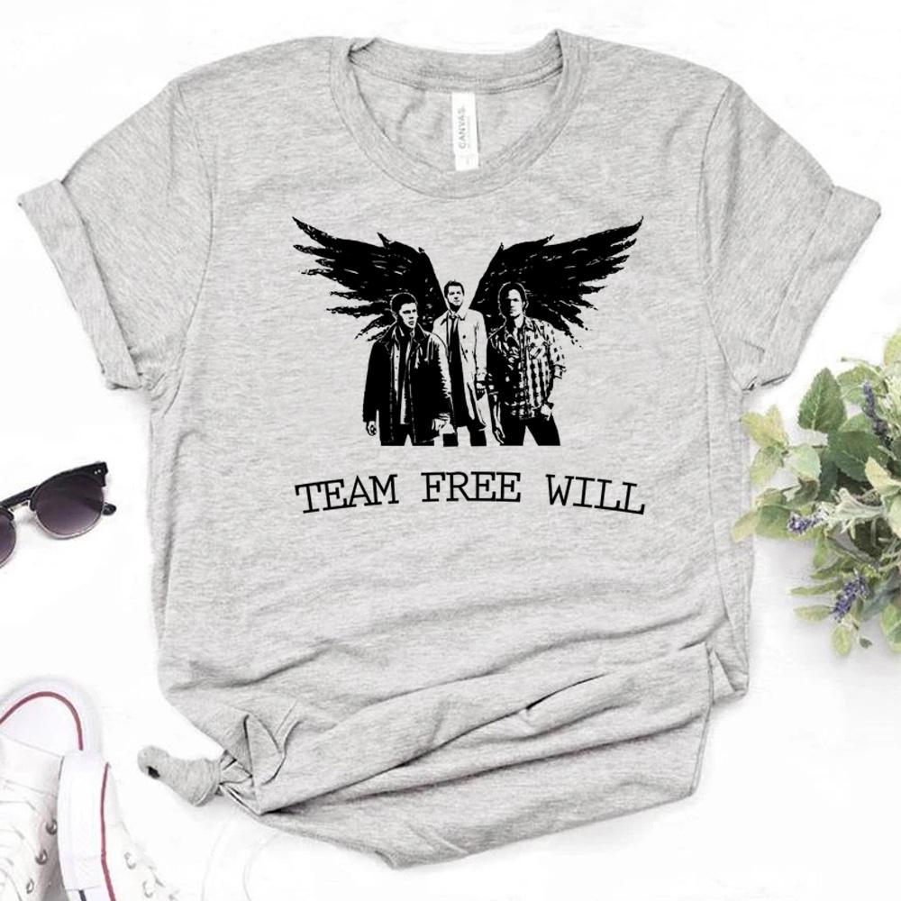 Supernatural tshirts women anime top female Japanese clothes S