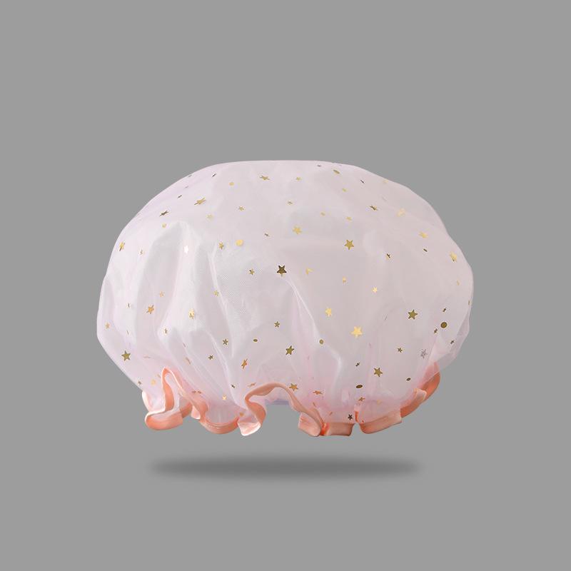 Cuffia da doccia impermeabile per bagno Cuffia per capelli elastica per cappello da bagno addensata per donna Bellezza Parrucchiere Dot Prodotti Accessori per il bagno