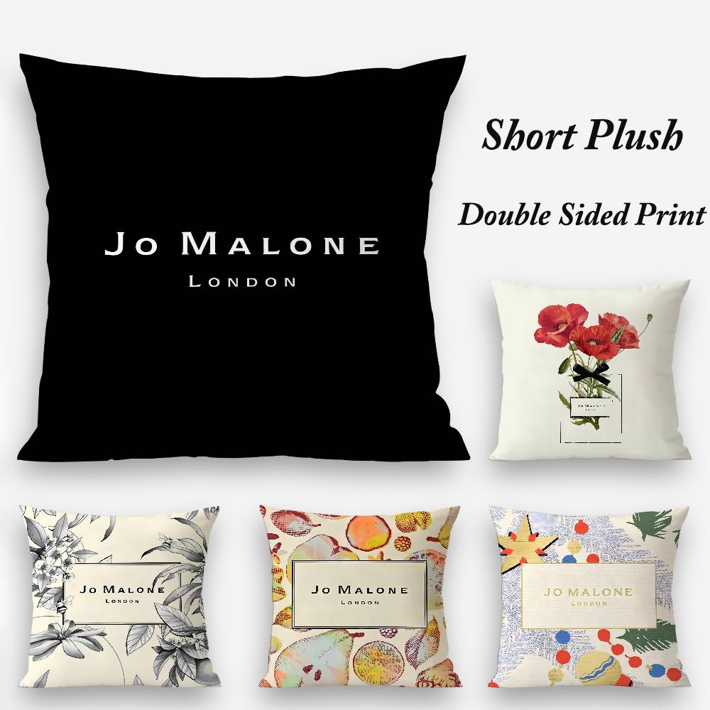 JJo MMalone LLOGO Pillow Case Plush Fabric Soft Double Sided Print Sofa Cushion Cover Throw Pillow Covers
