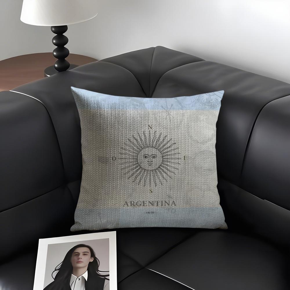 Uruguay Flag Hot Cushion Cover Natural Linen Organic Fabric Double-Sided Printing Sofa Home Decor Gift Pillow Case