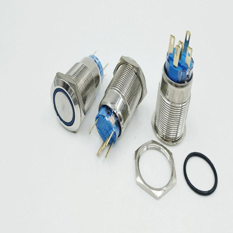 Waterproof 19mm 12v Car Dash Metal Momentary Engine Push Button Led