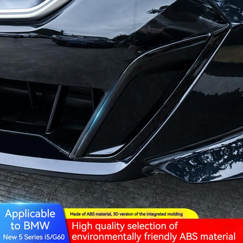 For BMW 5 Series I5 G60 ABS Black Car Front Bumper Lip Splitter Spoiler Fog Light Trim Cover  Exterior Auto Accessories