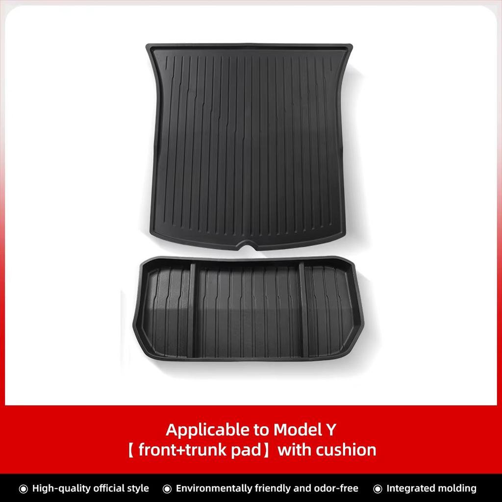 Smabee for Tesla Model Y 2021-2024 TPE Car Floor Mats Cargo Liner Trunk Pad Protection Waterproof All Weather Black