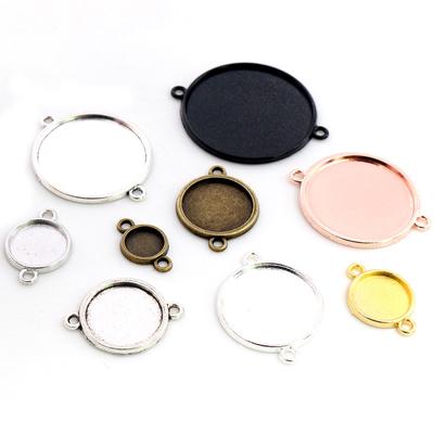 8/10/12/14-30mm Inner Size Classic 7 Colors One Sided Double Hanging Simple Style Cabochon Base Setting Charms Pendant