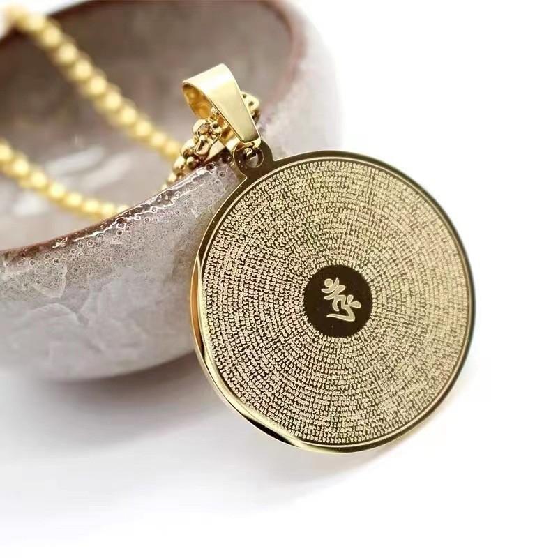 Buddhists Shurangama Mantra Pendant Necklace Sutra Gift For Women Men Amulets Titanium Steel Jewelry Gifts