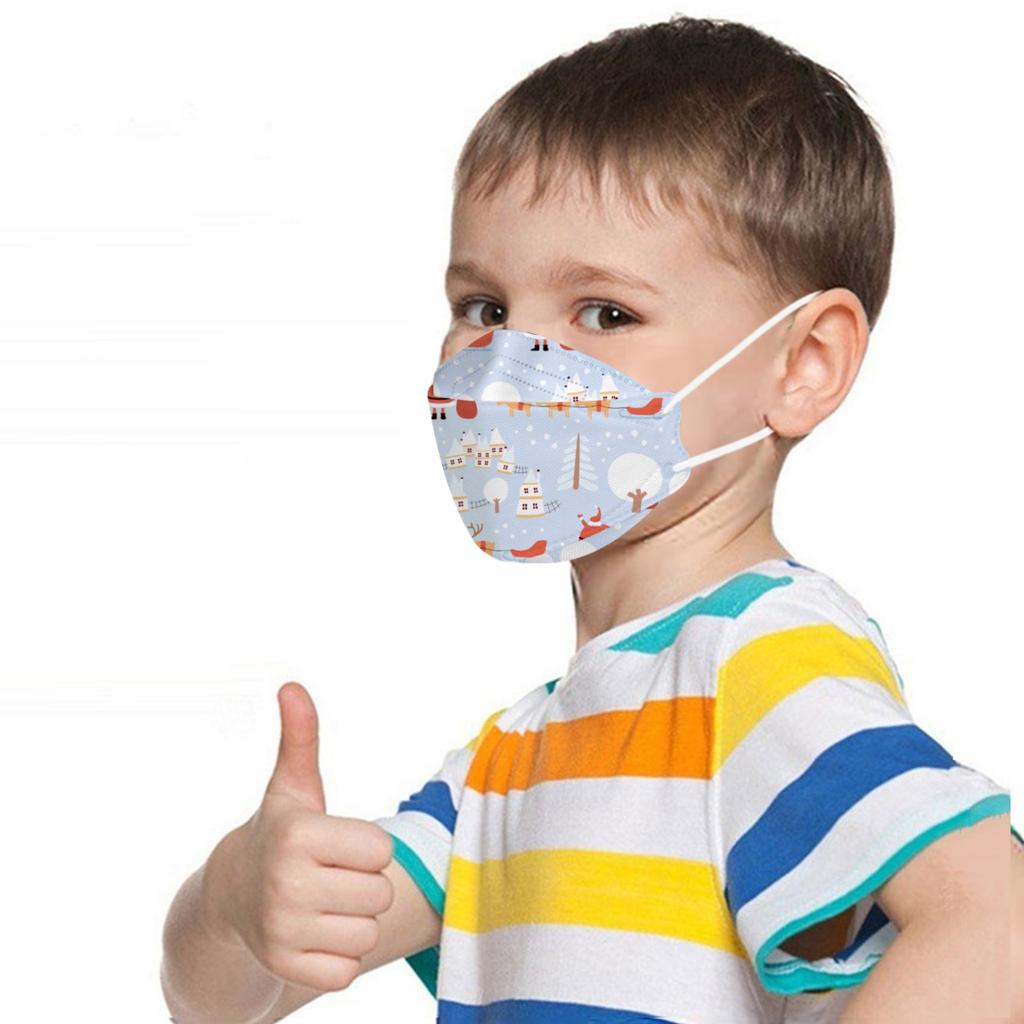 10PCS Kids Disposable Face Mask Christmas 3D Designs 4-Ply Facial