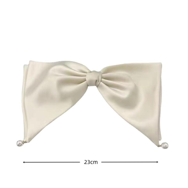 Black Womens Temperament Barrettes Princess Girls Sweet Elegant Bow Hairpins  Satin Large Hair Clips Party Headdress
