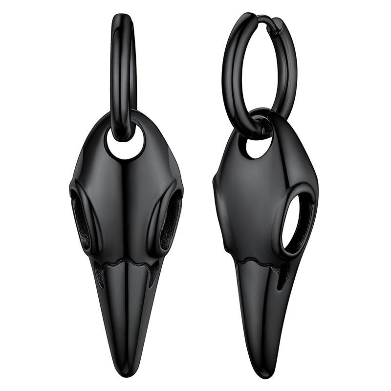 

1 Pair of Hypoallergenic Stud Earrings for Men, Stainless Steel Punk Gothic Crow Stud Earrings. чорний
