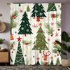 Cartoon Christmas Tree Printed Curtains, Pole Bag Curtains, Christmas Decorations, Daily Home Decorations, Room Decorations