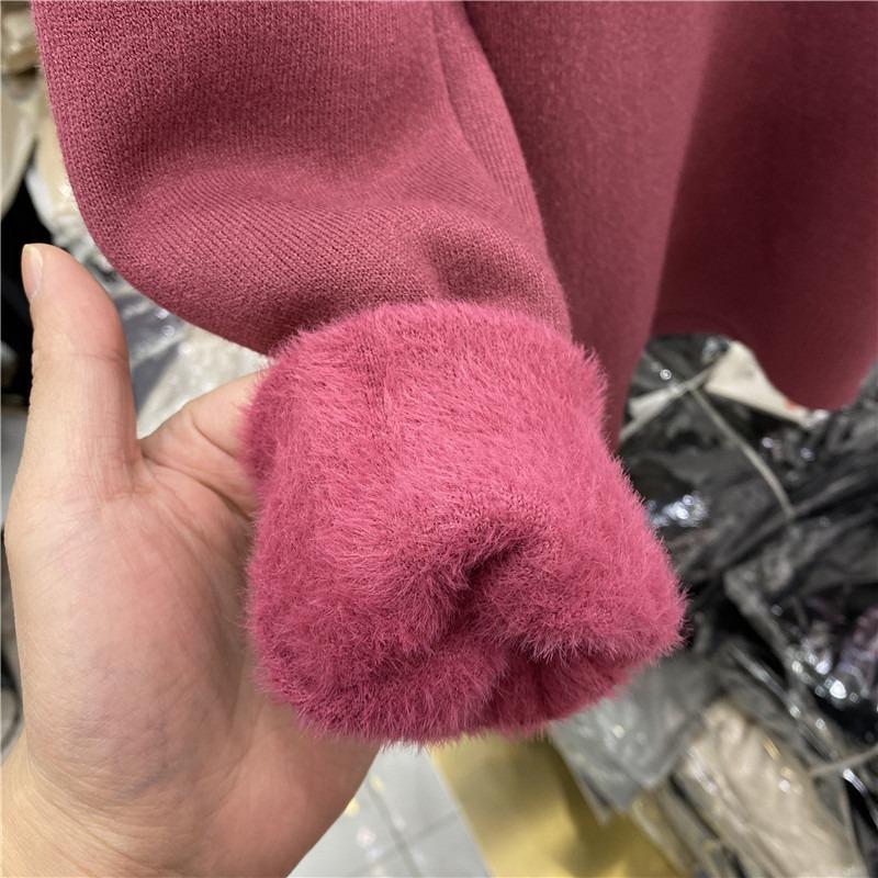 Autumn Winter Turtleneck Fleece Women Sweater Thick Warm Top Bottoming Shirt Inner Pullover Casual Simple Knitted Sweaters Loose Basic Simple Clothing