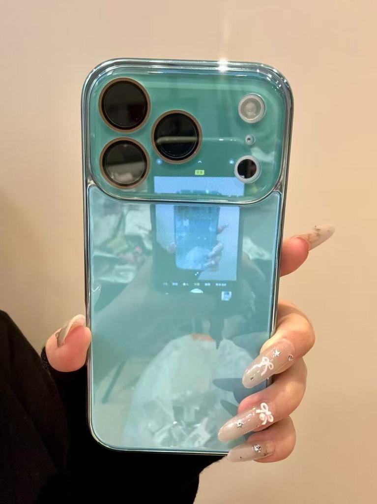 Tempered Glass Glossy Case for iPhone 17 16 15 Plus 14 13 12 Pro Max Plating Bumper Shockproof Hard Back Lens Cover Funda