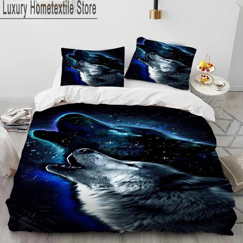 3D Tiger Leopard Wolf Animal Luxury Comforter Bedding Set,Duvet Cover Bed Set Quilt Cover Pillowcase,King Queen Size Bedding Set