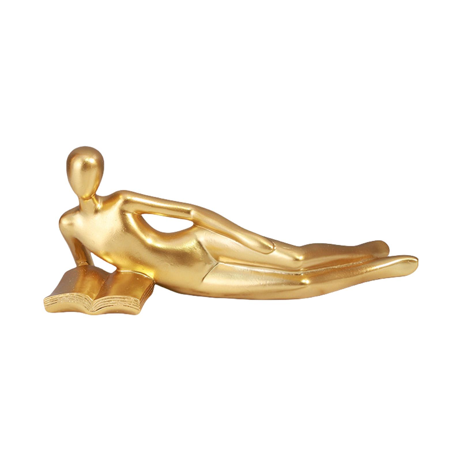 Resin Abstract Thinker Statue Abstract Figures Statues Ornament Gold Woman Reading Table Decoration Living Room Decoration 1