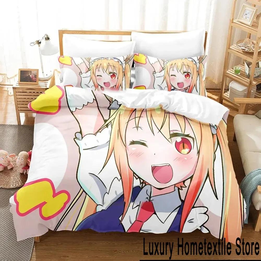 Anime Miss Kobayashi's Dragon Maid Bedding Set Duvet Cover Bed Set Quilt Cover Pillowcase Comforter King Queen Size Boys Adult
