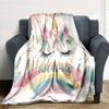 Unicorn With Floral Crown And Rainbow Backdrop Cozy Personalized Blanket Personalized Name Ultrasoft Great For Sofa Couch Office Bed Picnics Allseason