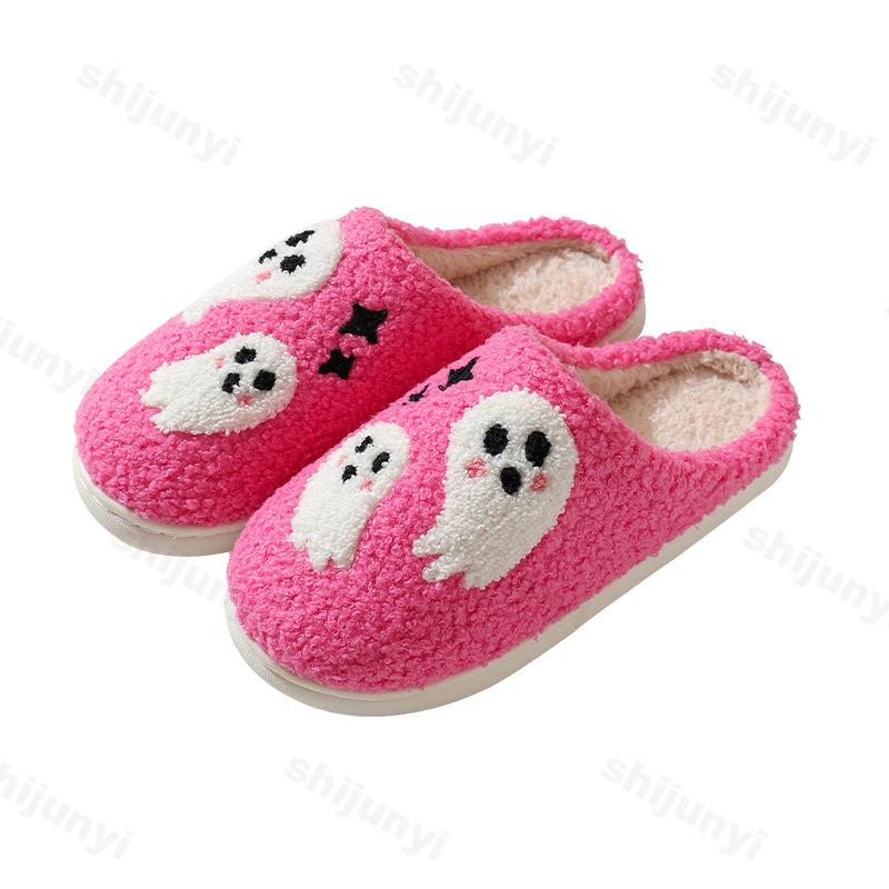 Fashion Couple's Cotton Slippers Winter New Halloween Indoor Non Slip Women Home Shoes Lightweight Comfortable Soft Sole Warm Men Flats