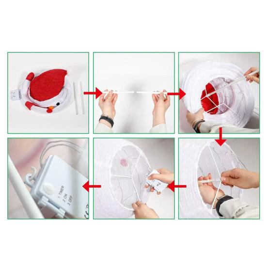 Christmas Lighted Snowman Decoration Collapsible White Snowman with Built-in Lights Battery Operated Light-Up Christmas Decoration for Porch Yard Lawn