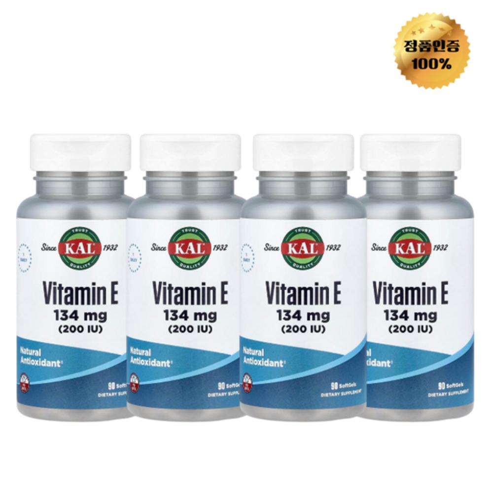 KAL Vitamin E 200IU Softgels 90 Tablets (4 pcs)