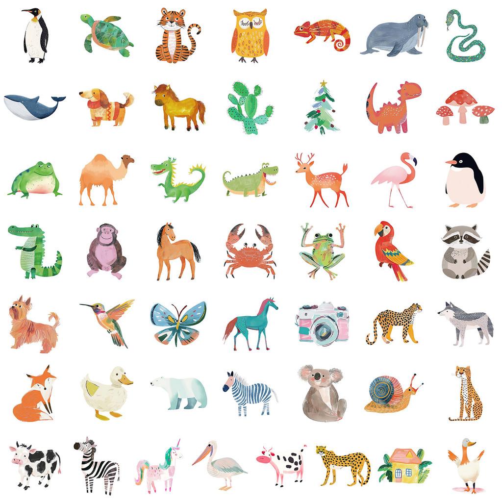 

50PCS Kids Hand-Drawn Animal Graffiti Stickers - Waterproof Decor for Water Cup, Phone, Computer & Skateboard AnimeWorlds Store