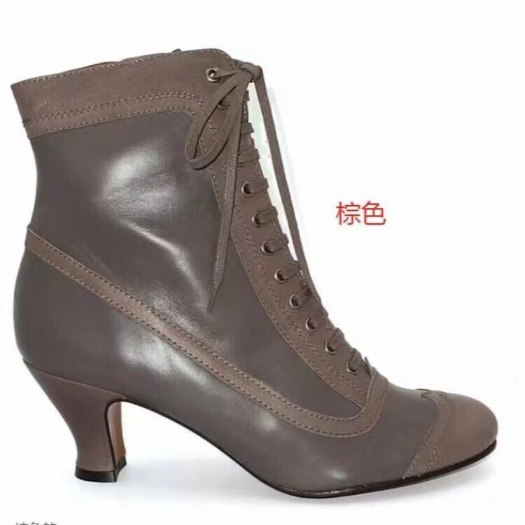 New Color Matching Front Strap Retro Low Tube Low Heel Round Head Large Size Fashion Short Boots